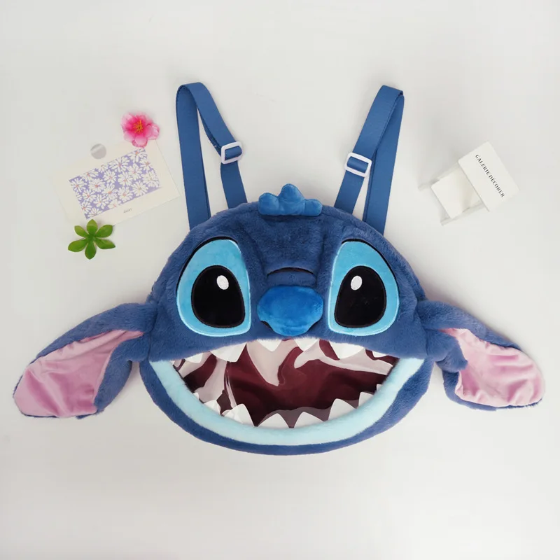 Potdemiel Genuine Disney Backpacks Blue Stitch Caroon Anime Figure Kawaii Stuffed Plush Dolls Satchel Bag for Girls Adults  Gift