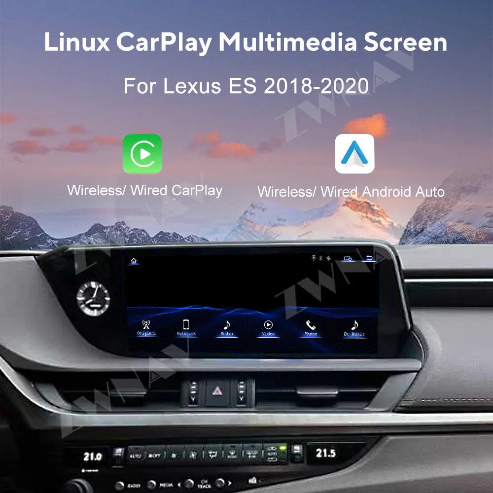 Linux System 12.3 inch Multimedia Display Touch Screen For Lexus ES 2018-2020 Car GPS Navigation Carplay Car Multimedia Player