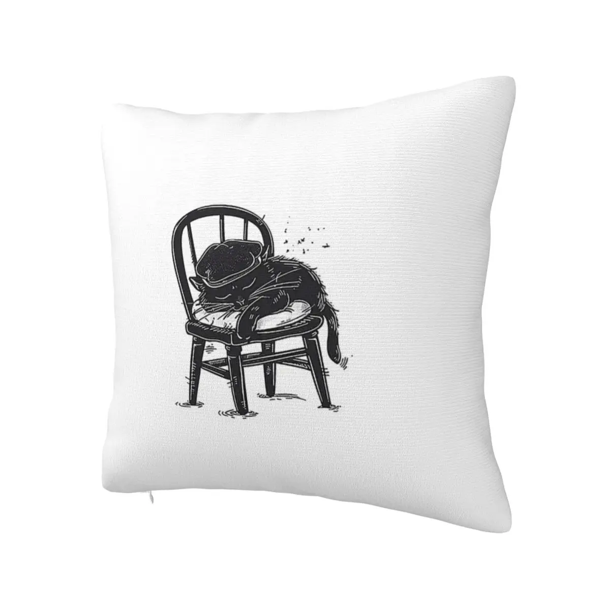 Dreamy Catnap Cute Black Cat Sticker Design Square Pillow Square Pillow White Square pillow