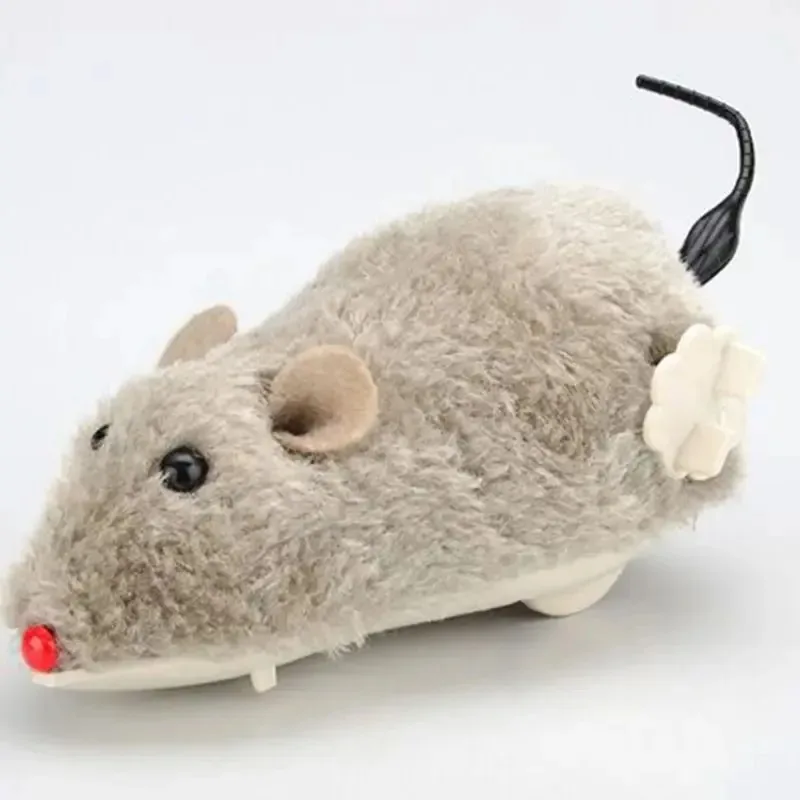 Plush Simulation Mouse Teasing Cat Winding Small Mouse Cat Toy Will Run on The Chain String Winding Fun Relieving Simulation