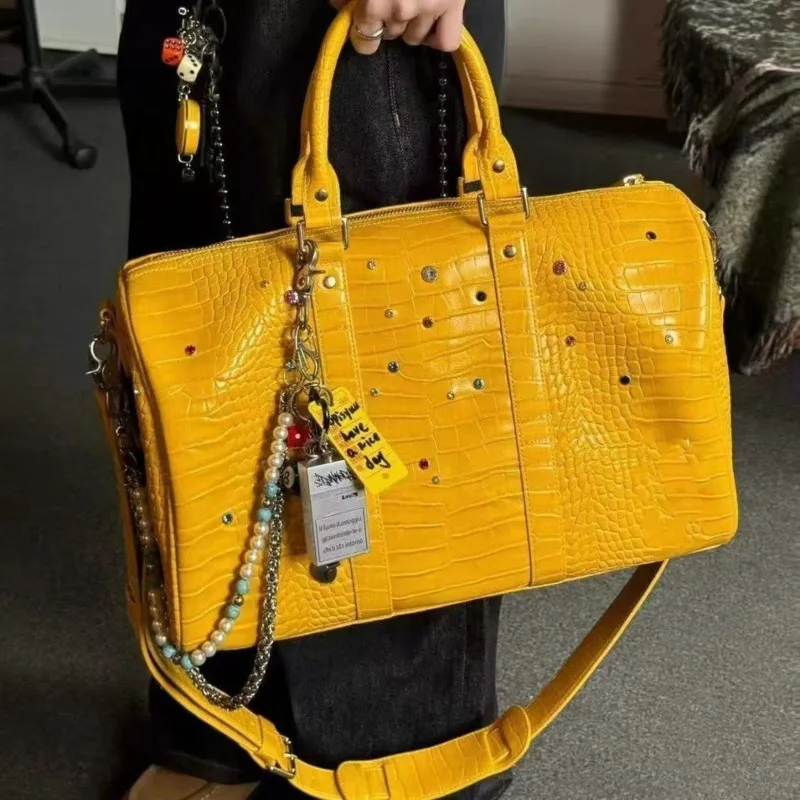 

Винтажная сумка-тоут с крокодиловым принтом, роскошная дизайнерская сумка с стразами, сумка через плечо из искусственной кожи, дорожная сумка для женщин
