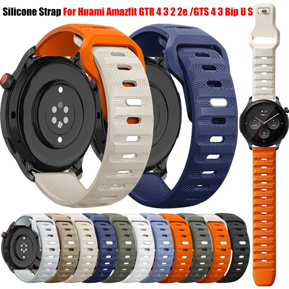 Silicone Strap For Amazfit GTR 4 3 2e 47MM Watchband 20 22mm Sport Bracelet Correa For Amazfit GTS 2 3 4 4mini Bip 3 3 Pro Band