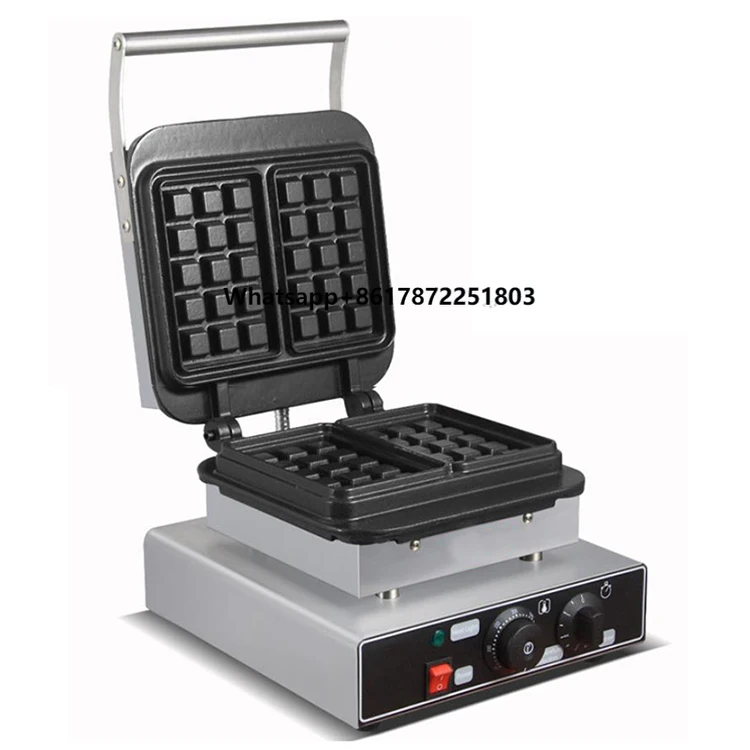 

Non Stick 2 slicers Electric Snack Food Equipment Stainless Steel Square Waffle Maker