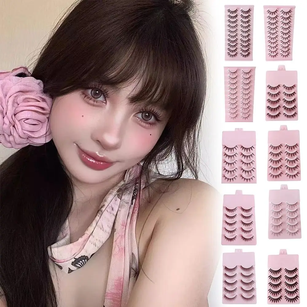 5/10 Pairs Women's Fashion Soft 3D Mink Lashes Dramatic Natural Look Mink Eyelashes Volume Russian Curly Faux Cils Makeup