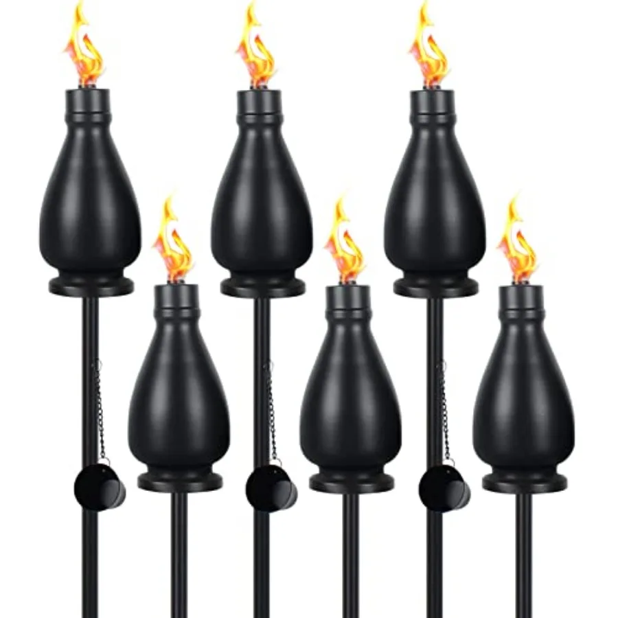

Metal Citronella Torches Outdoor 0 Inch Garden Torches for Outside Upgraded Metal Torch for Yard Black Tabletop Torch Decorativ