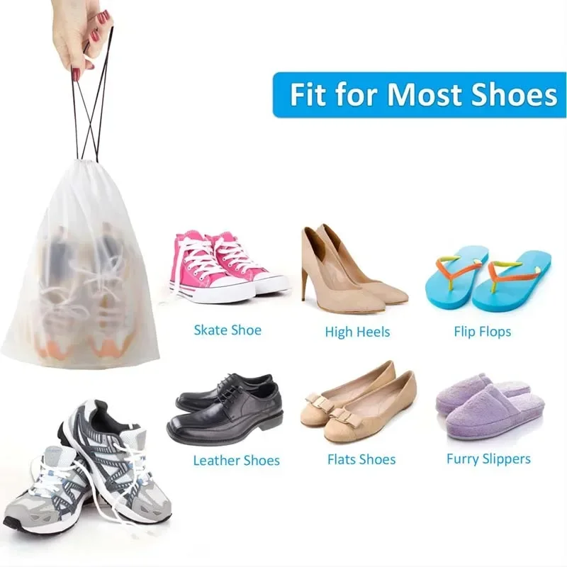 5/10 PCS Portable Shoe Storage Drawstring Storage Bag for Sundries Travel Makeup Bag Waterproof Transparent Plastic Storage Bag