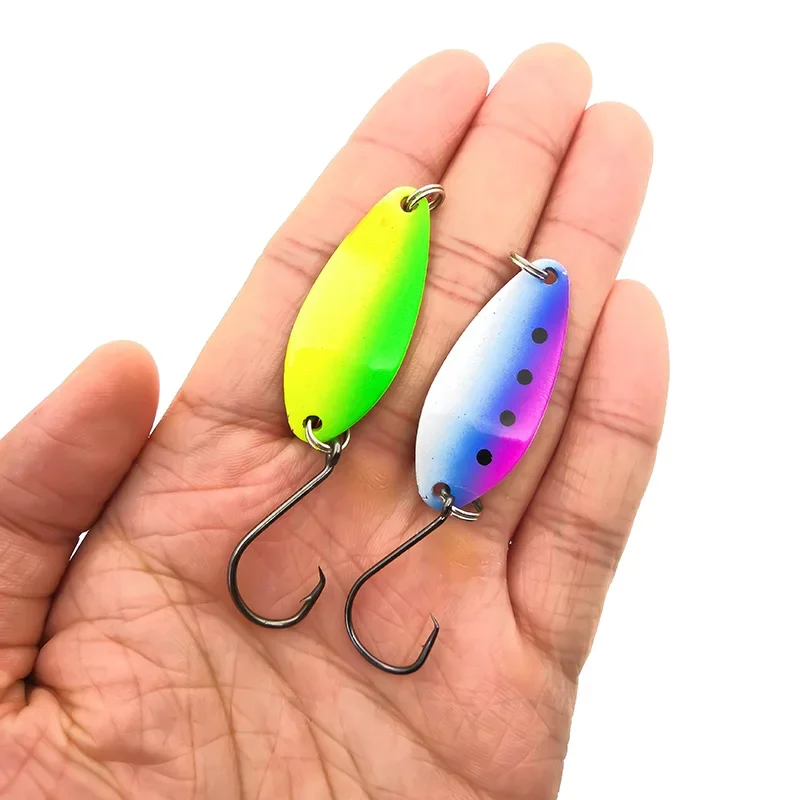 OUTKIT 10 pièces mélange de couleurs 4.1 cm 6.5g cuillère de pêche leurre appât de natation Isca artificiel truite leurre Pesca matériel de pêche Truite cuillères