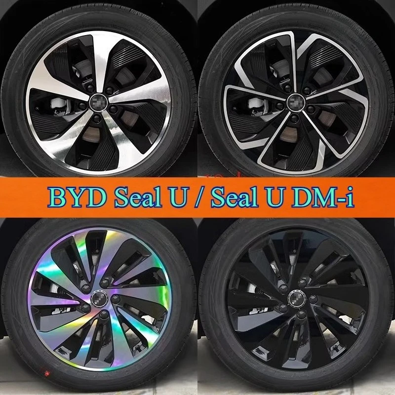 4 pegatinas para el centro de rueda de BYD Seal U / Seal U DM-i, de 19 pulgadas, de papel, con diseño moderno, antiarañazos, accesorios exteriores para coche, pegatinas para coche