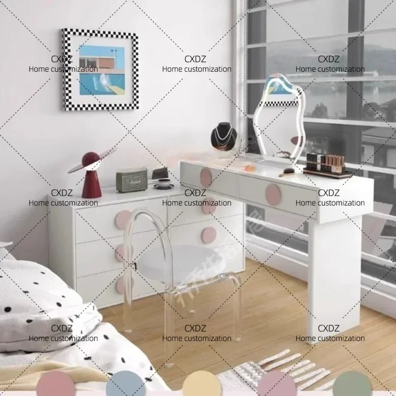 hairstyle wooden comfortable bedroom furniture vanity desk Dressing table with light mirror Storage locker makeup desk cabine