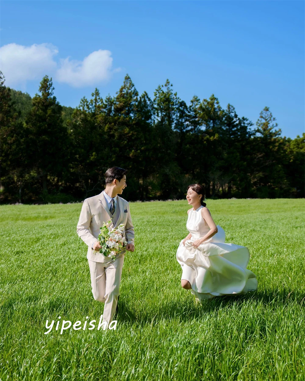 Tamaños elegantes personalizados de Corea disponibles, vestido de baile de cuello alto, faldas hasta el tobillo para fiesta de boda, vestidos de noche Charmeuse