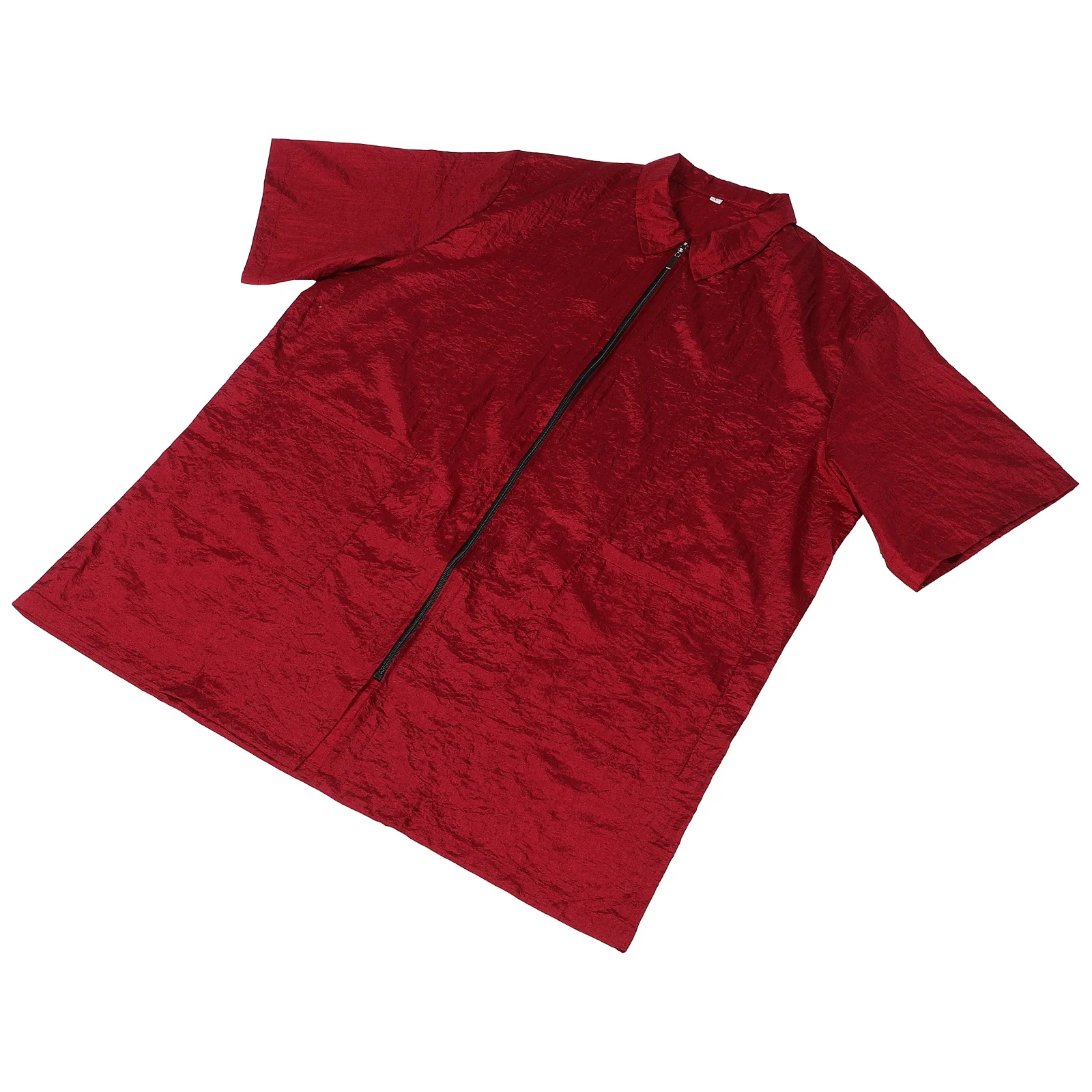 

Hair Dye Clothes Red L Simple Durable Nylon Short Sleeve Work Clothes for Man Woman Hair Treatment Waterproof Pocket Zipper