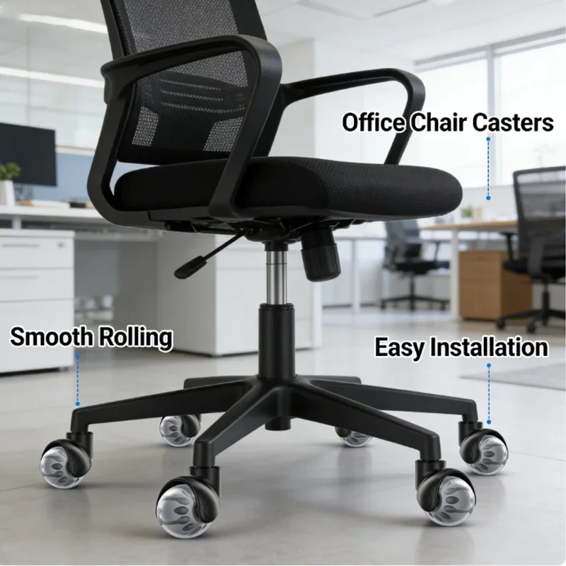 (5 Packs) 2 Inch Ball Office Chair Caster Wheels Nylon PU Inserts  Type M11 General Furniture Wheel Set for Chairs And Furniture