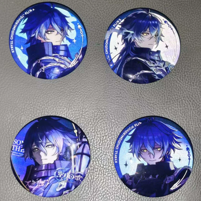 4Pcs/Set Game Kyryll Chudomirovich Flins 58mm anime Reflective badge Brooch Pin Cosplay Badge Accessories Decoration gift