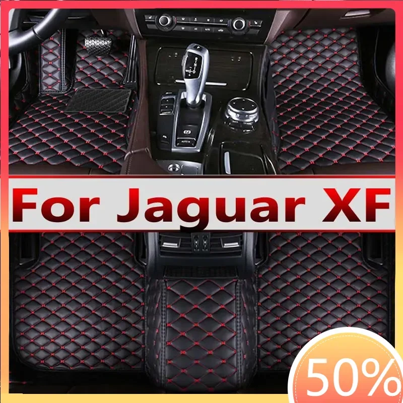 Car Floor Mats For Jaguar XF X260 2016~2022 Carpet Rugs Durable Leather Mat Anti Dirty Pads Auto Interior Parts Car Accessories