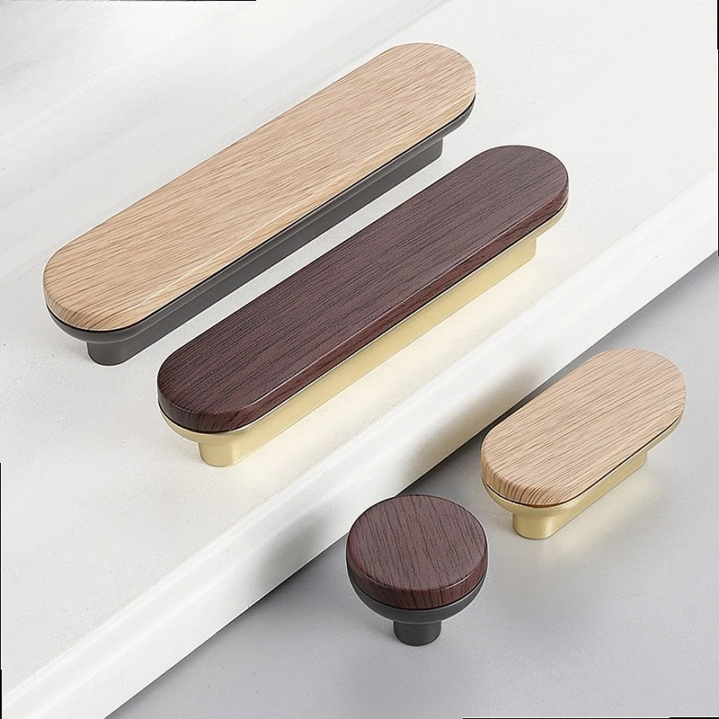 Oukali Single Hole Drawer Pull Round Cartoon Wooden Zinc Alloy Cabinet Knob for Kids Room