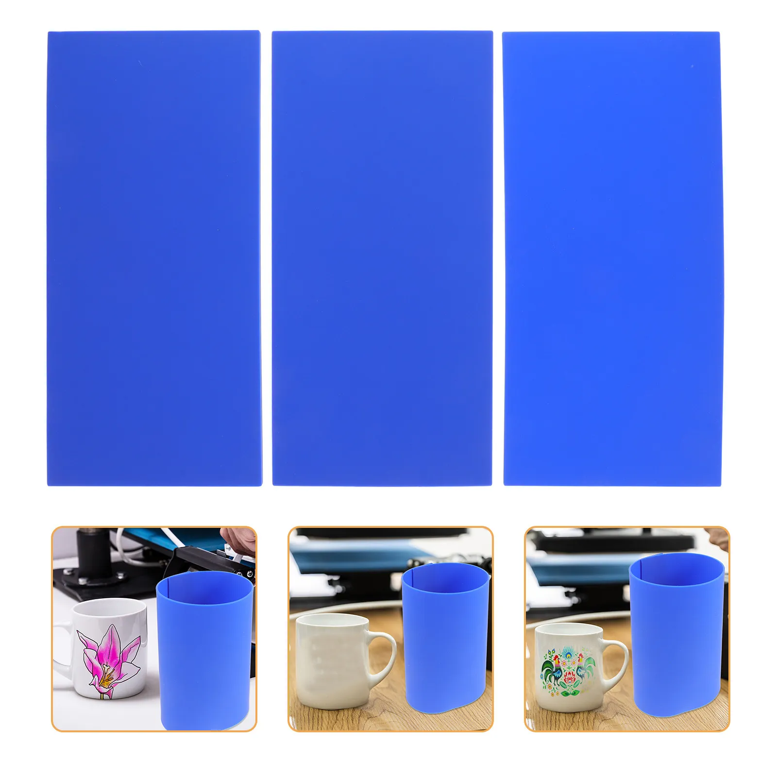 3Pcs Mug Heat Press Sleeves Silicone Sublimation Wraps Elastic Heat Resistant Mat for Professional Sublimation Printing