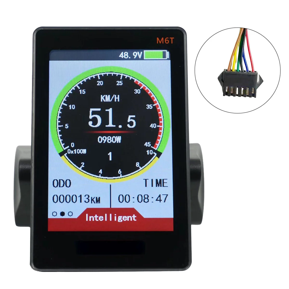 

M6T Electric Bike LCD Display Meter 24V-60V Universal E Scooter LCD Panel Color Screen with USB for E-Bike(SM 6PIN)