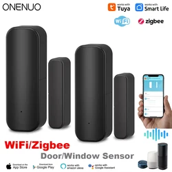 Tuya WiFi or Zigbee Window Door Sensor Battery Power Smart Home Security Alarm System Voice Control