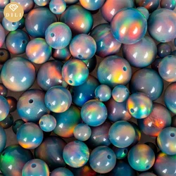 3mm~5mm Colorful Japan Lab Created  Aurora Opal Synthetic Ball Cut Nebula Opal Bead With Full Hole/Half Hole/Without Hole