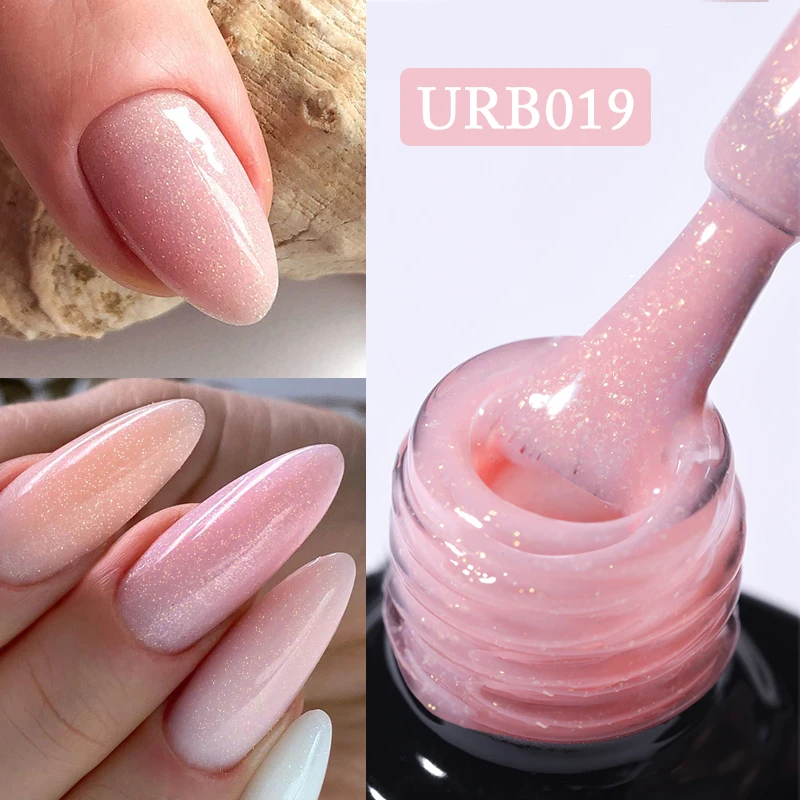 UR SUGAR 7ml różowe płatki brokatowe gumowa podstawa żel polski mlecznobiałe galaretki kolor żelowy lakier do paznokci Soak Off UV LED Nail ArtManicure