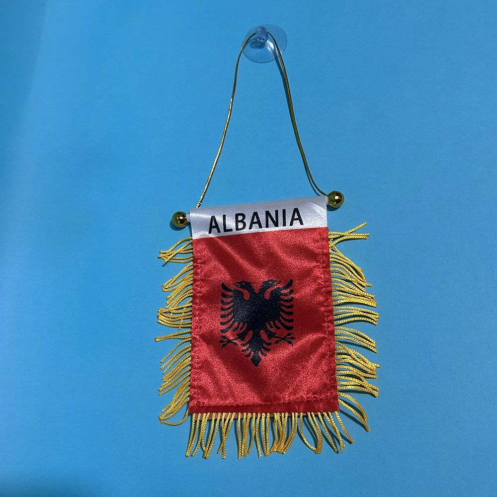 SKY FLAG Albania Car Window Flag 8*12cm Polyester Double Side Printed Albania Hanging Pennant Flags Albania Mini Flag