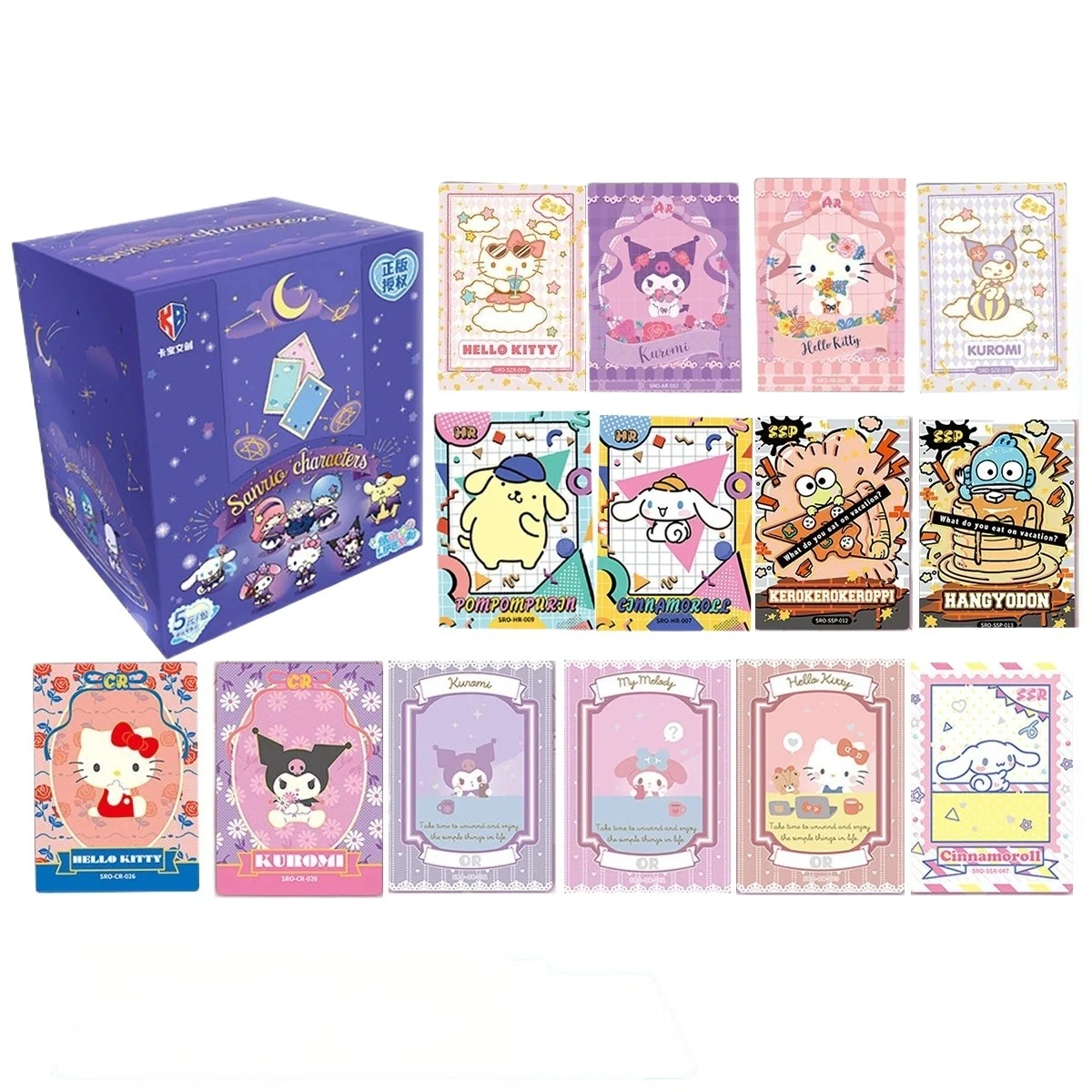 Kabao Sanrio Characters Collectible Trading Card Display Box Set with Hello Kitty Kuromi Pompompurin Cinnamoroll Art Packs