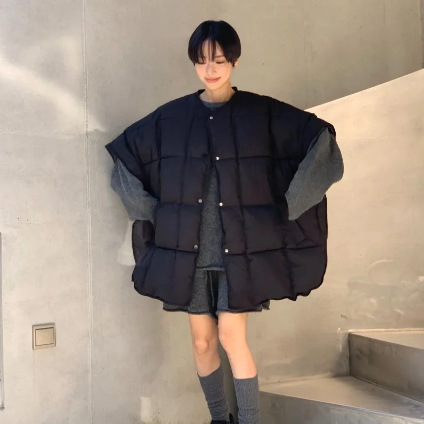 Retro Design Svel Cotton Vest Women's Winter Loose Versatile High-End Warm Outerwear Korean Sle Regular Fit Medium So...