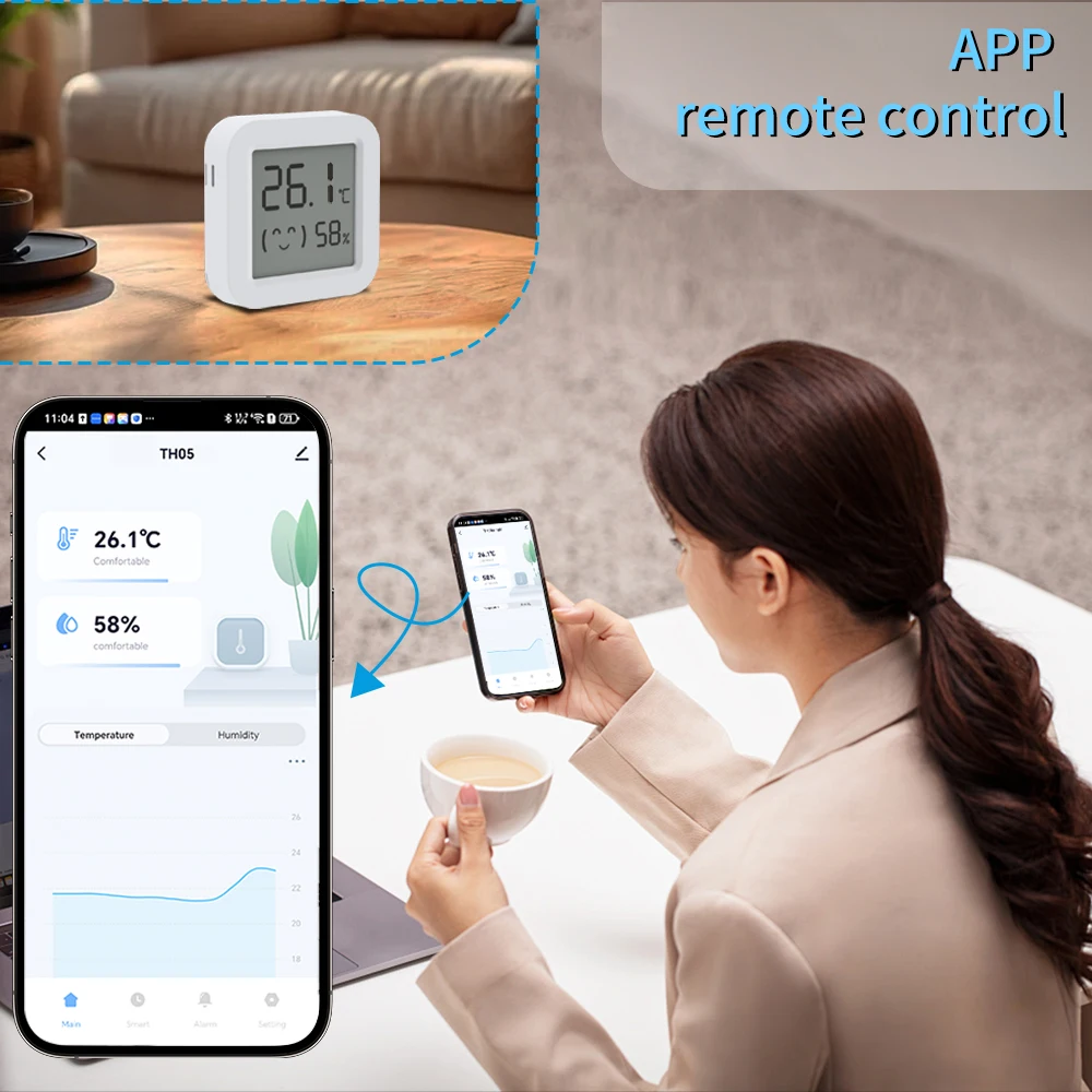 Inteligentny czujnik temperatury i wilgotności Tuya Smart Zigbee, kompatybilny z Bluetooth, mini termometr i higrometr z cyfrowym wyświetlaczem LCD do SmartLife — zdjęcie produktu 3