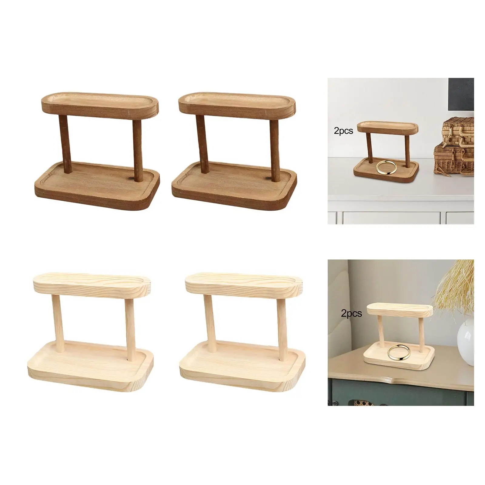 Jewelry Organizer Display Stand, Jewelry Holder, Wooden Jewelry Stand Showcase, Jewelry Storage Rack for Necklaces Cufflinks