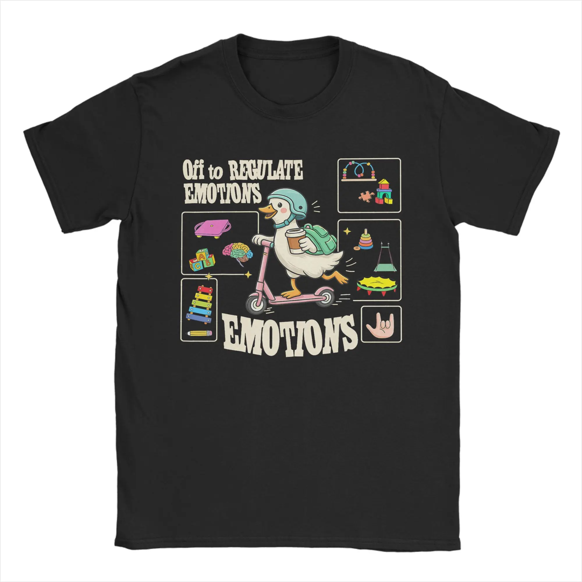 Men's Off to Regulate Emotions Funny Goose ABA Therapy Therapist T Shirts  Tops Short Sleeve Crew Neck Tees Unique T-Shirts
