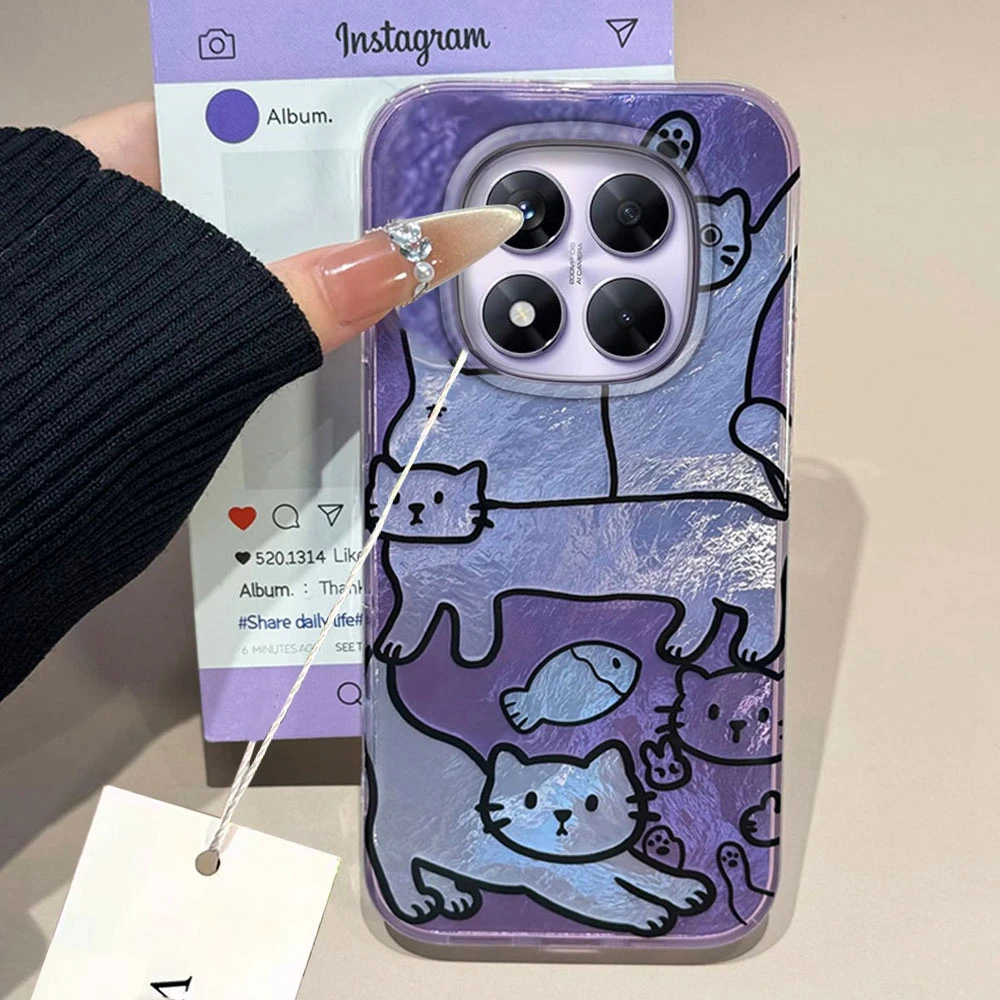 

Vortex Shell IND Purple Fish Cat Phone Case For Xiaomi Redmi Note 15 14 13 12 11 11S 10 10S 9 Pro 13C 14C A3 A3X 9C A1 A2 Cover