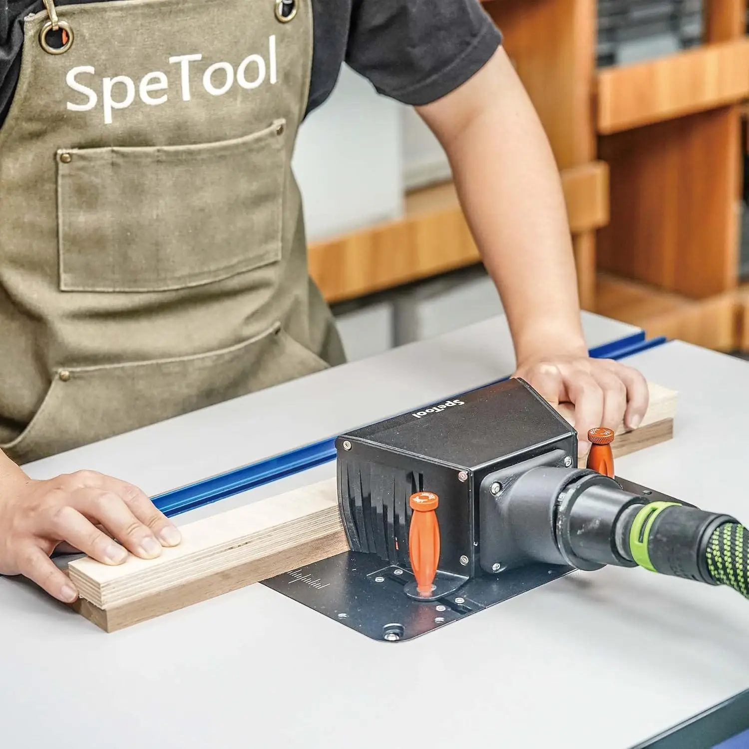 SpeTool Aluminium Router Table Insert Plate Router Plate Kit with Adjustable Dust Collection System Pre-drilled Router Plate