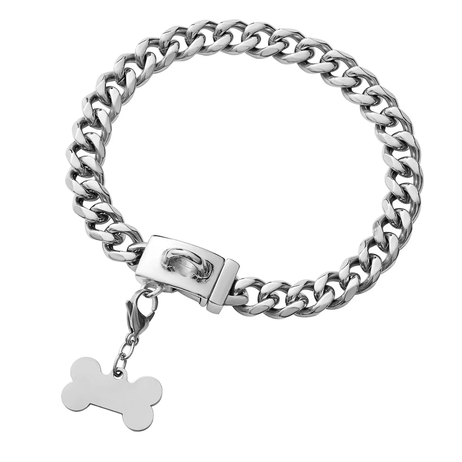

13 mm Waterproof Stainless Steel Dog Collar 18K gold plated Strong Heavy Duty Chew Proof Walking Training Collar Durable Pets