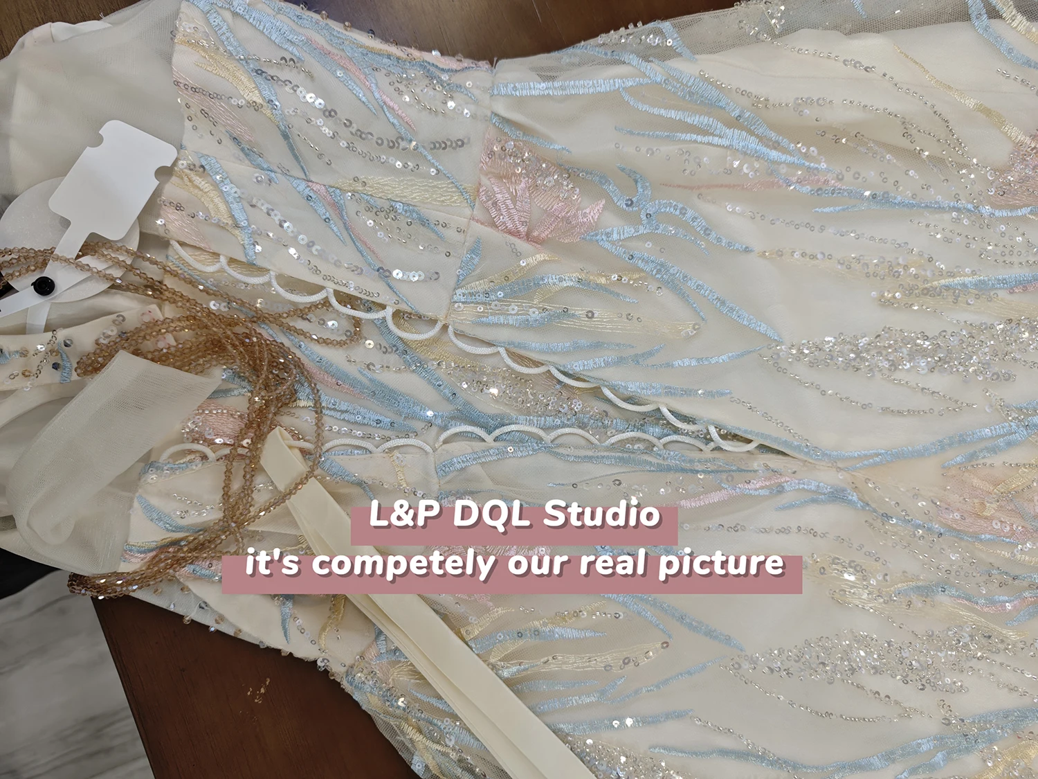

Stunning Evening Dress Halter Backless Prom Gowns Shining Sequins Beaded Party Dress Real Pictures L&P DQL Studio