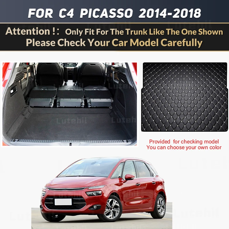 Lutehil Tappetino per bagagliaio per Citroen C4 Picasso 5 posti 2014 2015 2016 2017 2018 Accessori interni di design High Edge