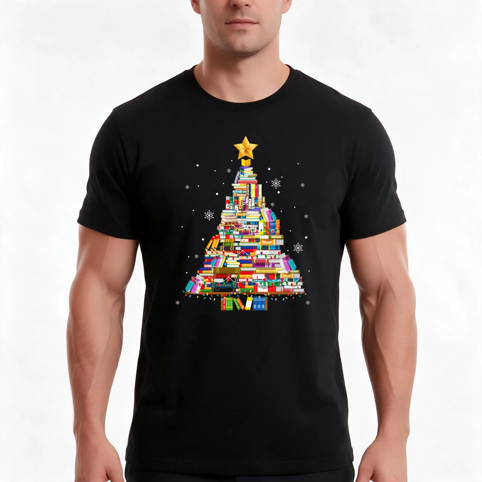 Christmas Book Tree Shirt, Gift for Teacher, Book Lovers Christmas Gift,Bookworm Christmas Shirt,School Christmas,Xmas T-Shirt