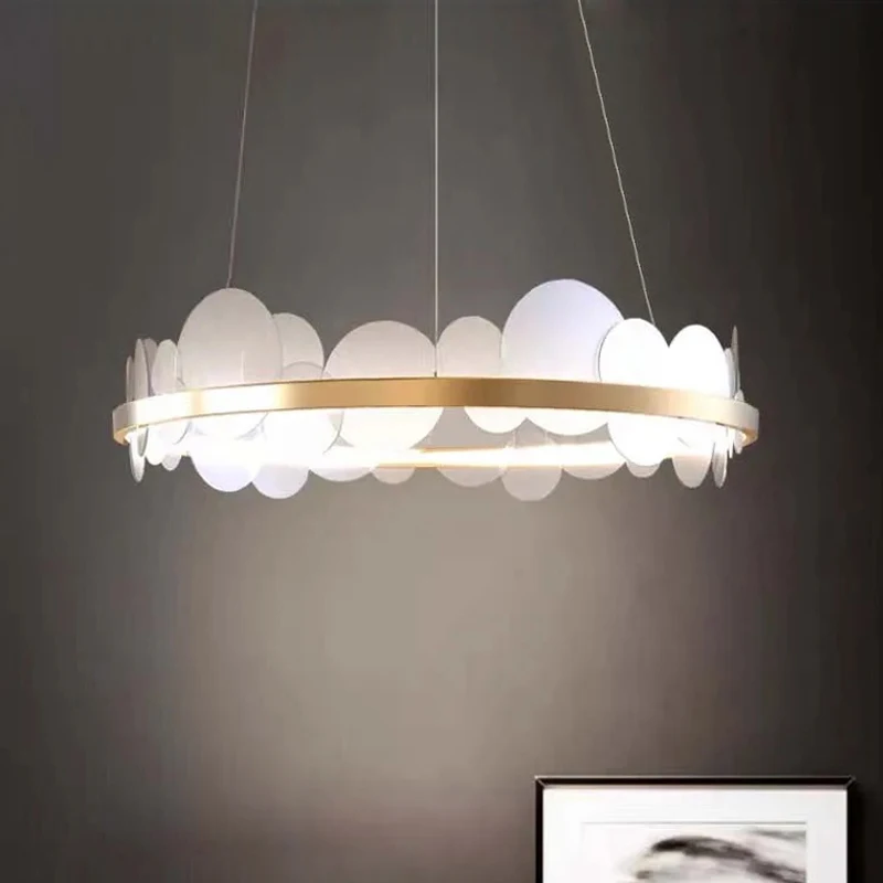 

AiPaiTe Modern Acrylic Leaf Led Ceiling Chandelier Living room Dining room Bedroom Kitchen Gold Rounded Light Home decor