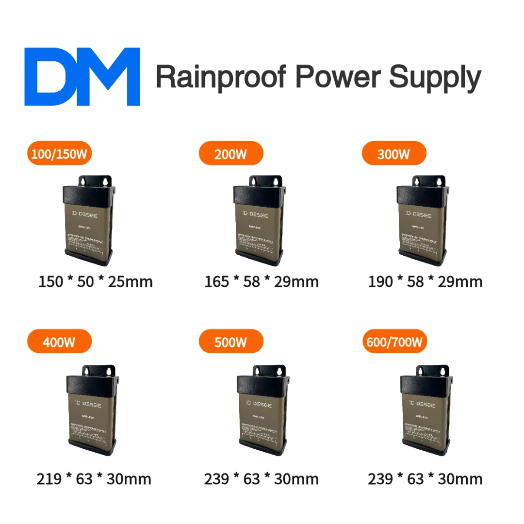 التيار المتناوب 180-265 فولت إلى تيار مستمر 12/24 فولت 100/200/300/400/500/600/700 واط غير نافذ للمطر تحويل التيار الكهربائي ل مصباح ليد في الهواء الطلق غير نافذ للمطر LED سائق