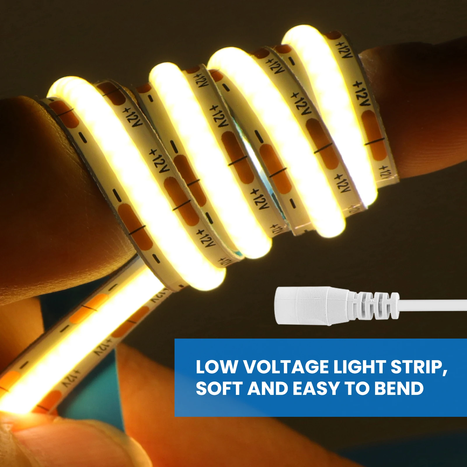DC 12V 24V COB LED Strip 528 320LEDs/M Flexible High Bright Dotless Led Tape Diode Flexible Ribbon With EU Power Adapter