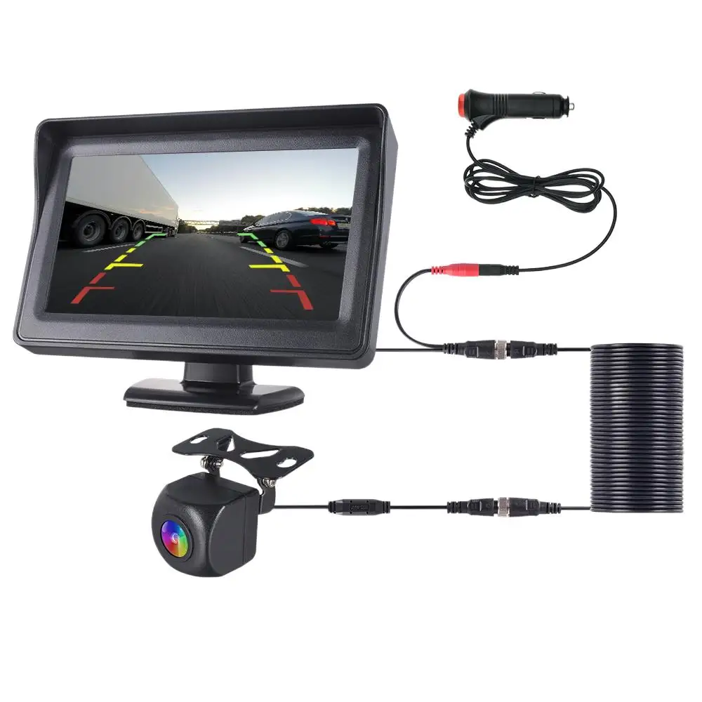 

Parking Reverse Backup 170 Degree Wide CCD HD Car Rear view Camera with 4.3 inch Monitor Screen Starlight Night Vision