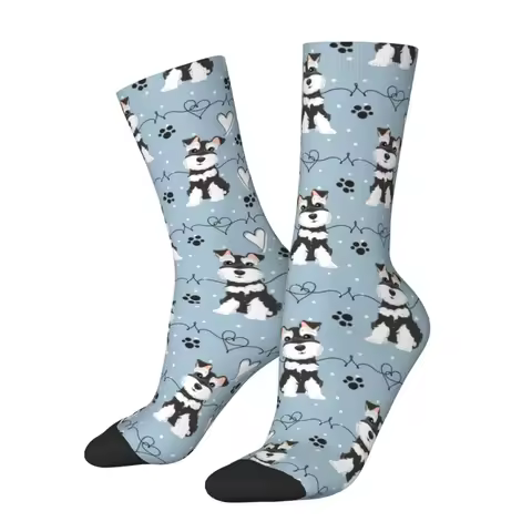 Miniature Schnauzer Dog Mens Crew Socks Unisex Fun Animal Pet Spring Summer Autumn Winter Dress Socks