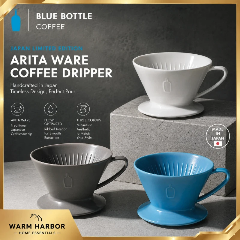Blue Bottle Coffee Japan Limited Edition Arita Ware Gray Ceramic Coffee Dripper Pour Over Filter Cup Hand Brewing Barista Tool