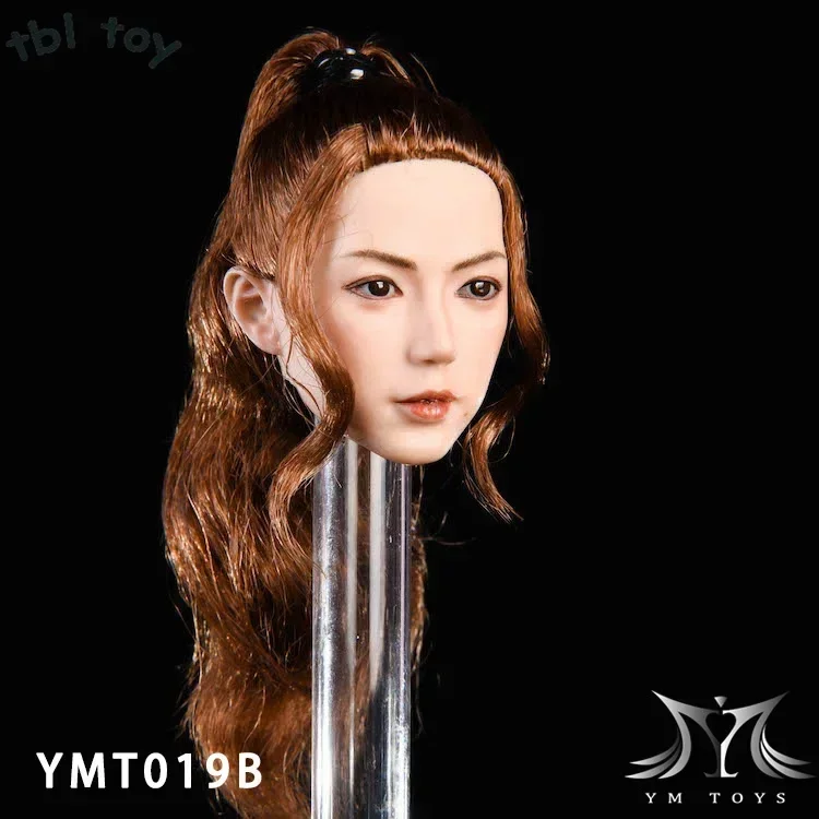 

1/6 Scale Beautiful Asian Female Head Sculpt Planted Hair Model For 12Inch Action Figure Female Body Collection Doll Toy YMT019