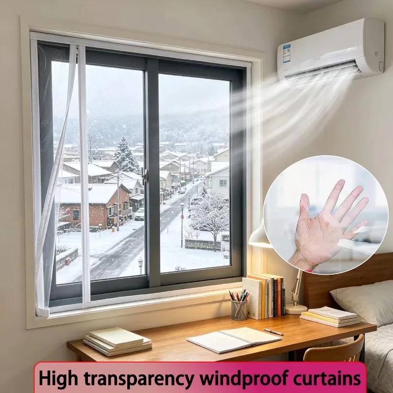 Winter anti cold, windproof, dust-proof transparent insulation film, side zipper design, can block the loss of indoor hot air