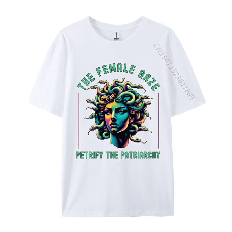 The Female Gaze Medusa Petrify The Patriarchy Feminist New Arrival Casual Crazy Top T-shirts Premium Cotton Men T Shirt Crazy