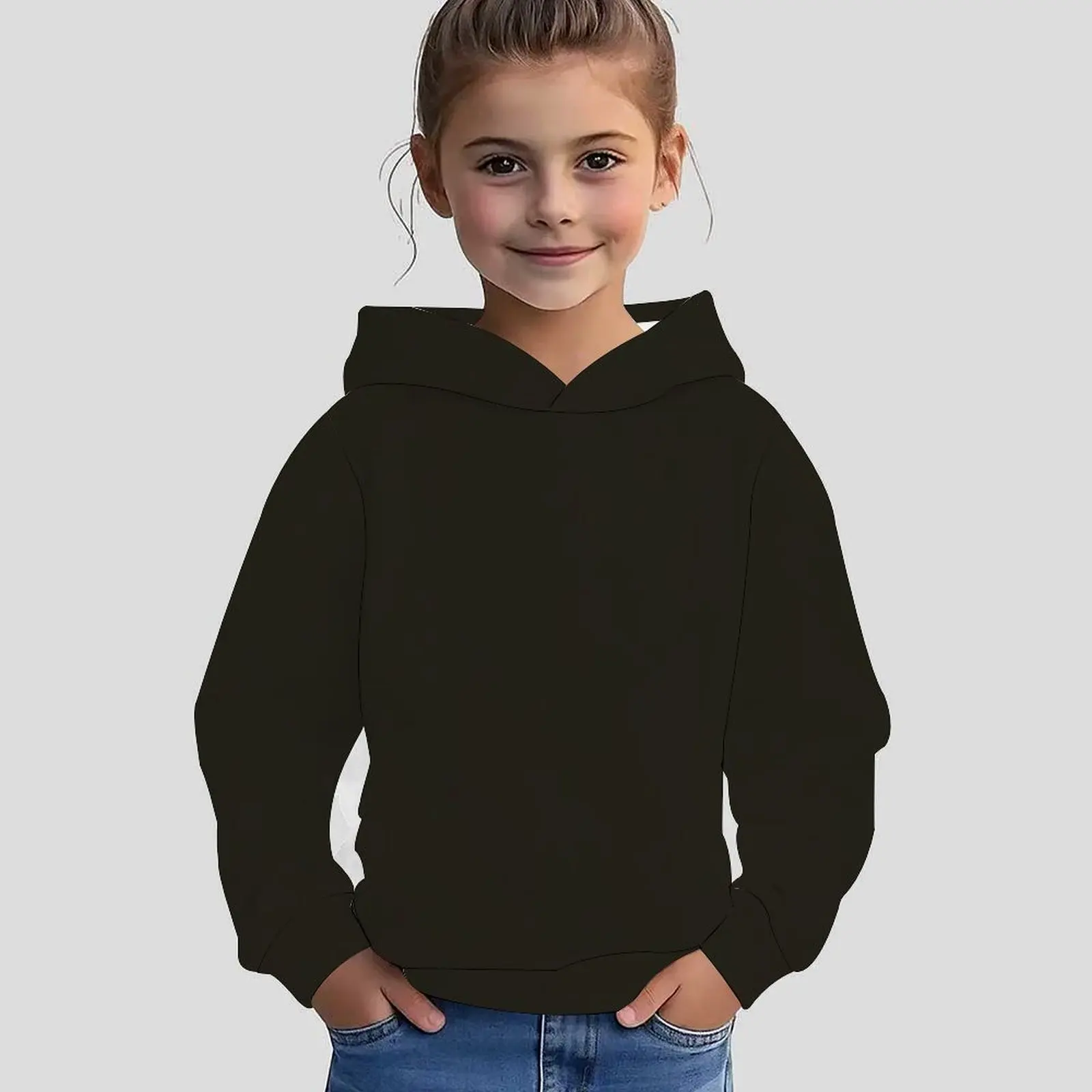Fashion Trend Kids Hoodie for Girls, Adorable Print Casual Sweatshirt Suitable for Party and Daily Autumn Winter Outfits
