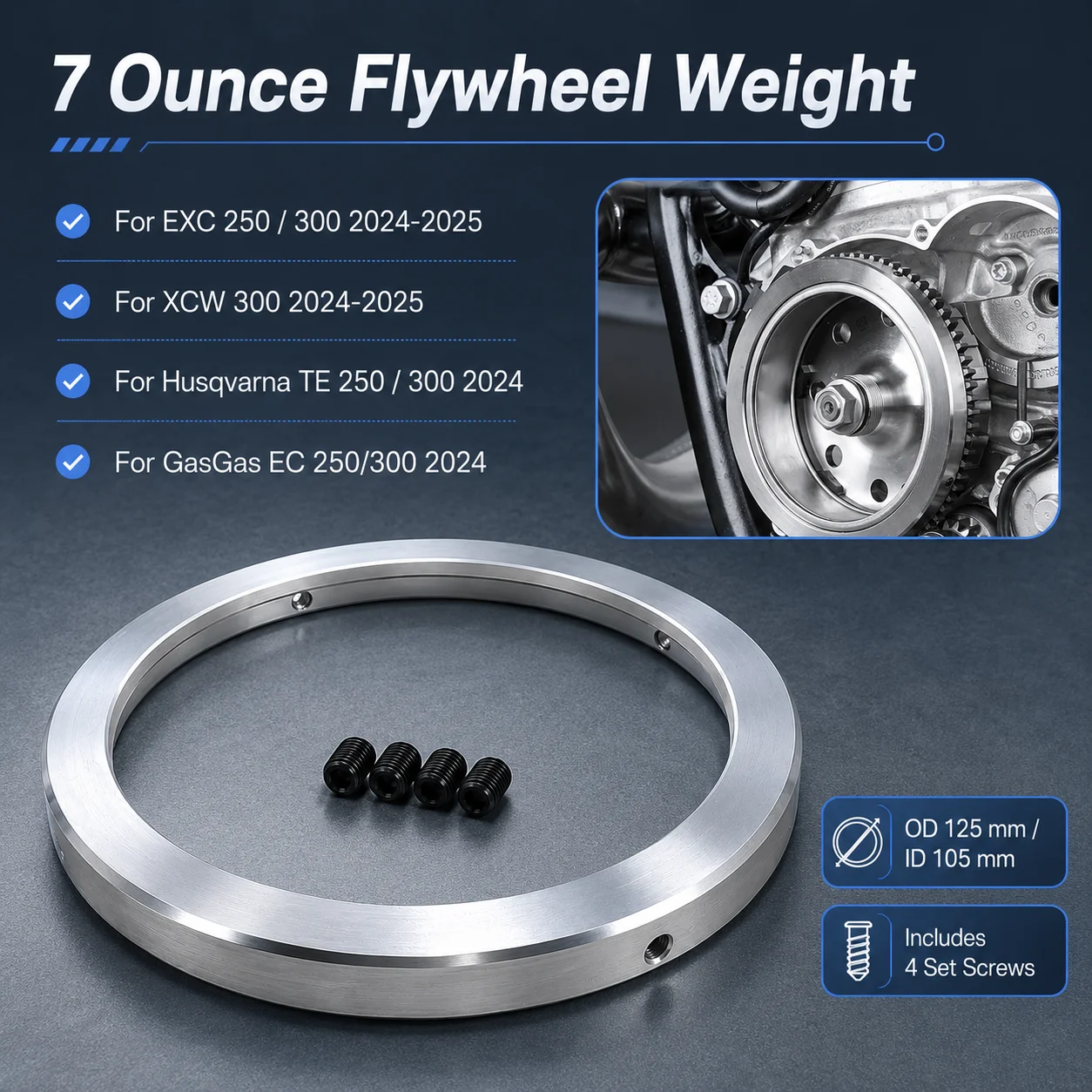 Flywheel Weight For Husqvarna TE300 TE250 2024 2025 2026 Motocycle Stainless Steel Magnetic Motor Fywheel Magnetic Steel 7oz