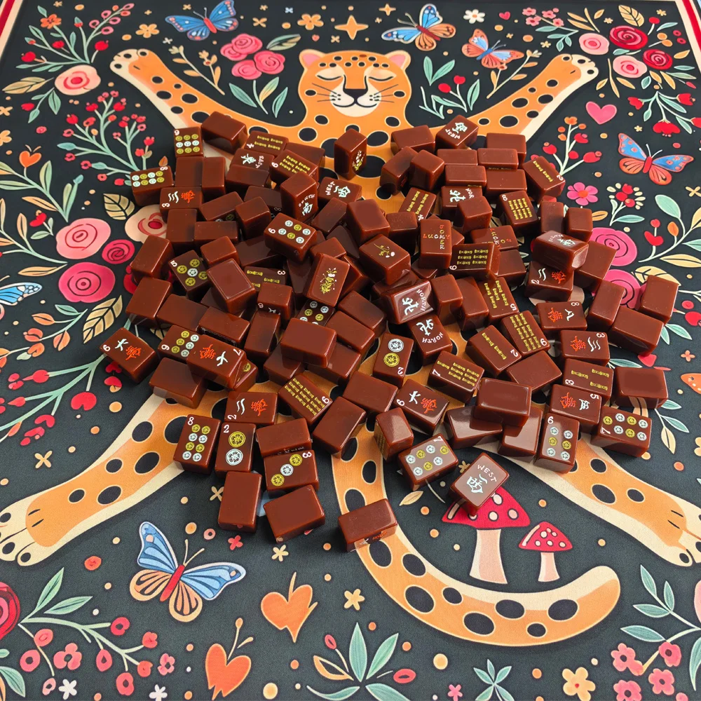 160PCS Chocolate American Mahjong with Dot Painting Craft, Custom Luxury Mahjong