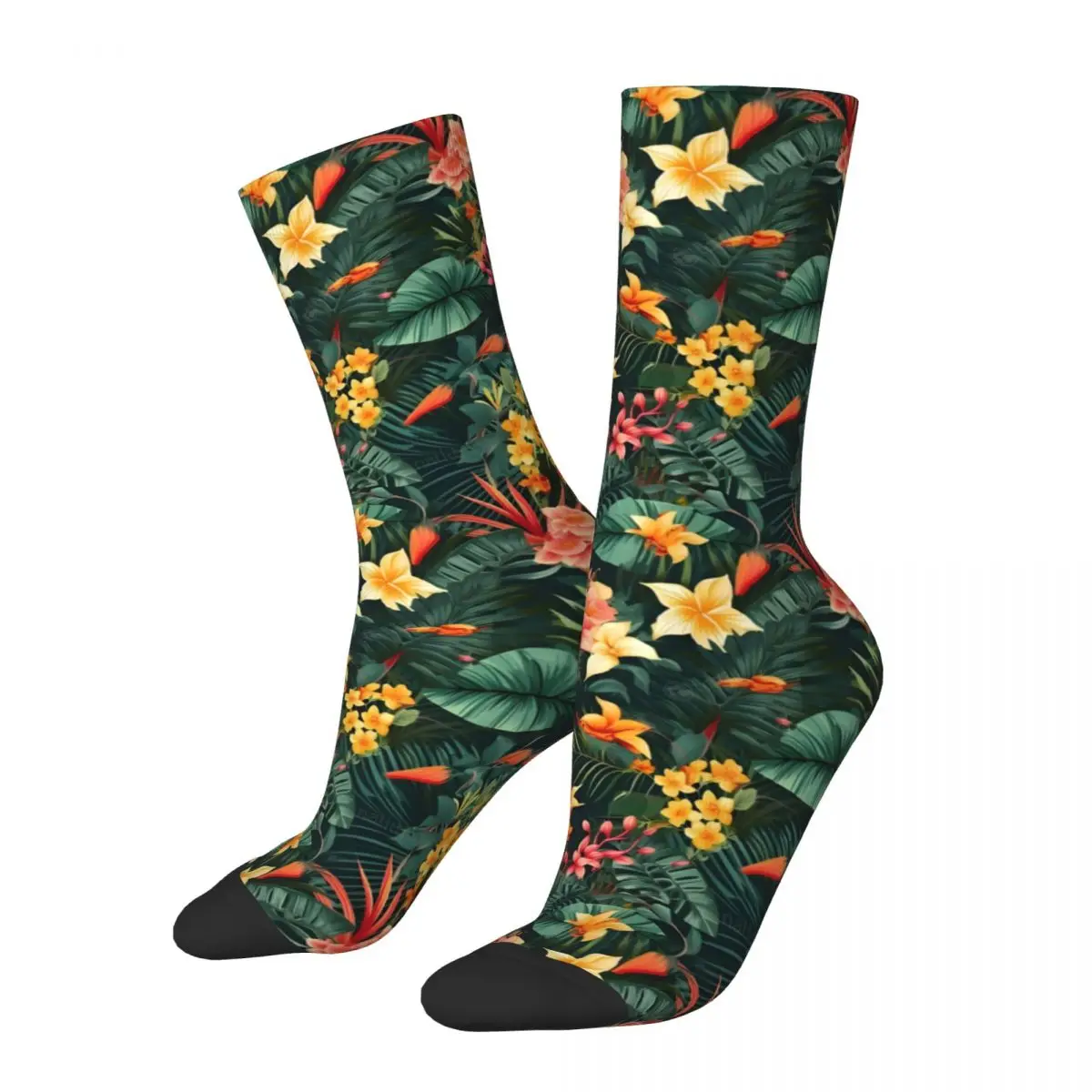 Retro Tropical Paradise Pattern Men's compression Socks Unisex Street Style Seamless Printed Novelty Crew Sock