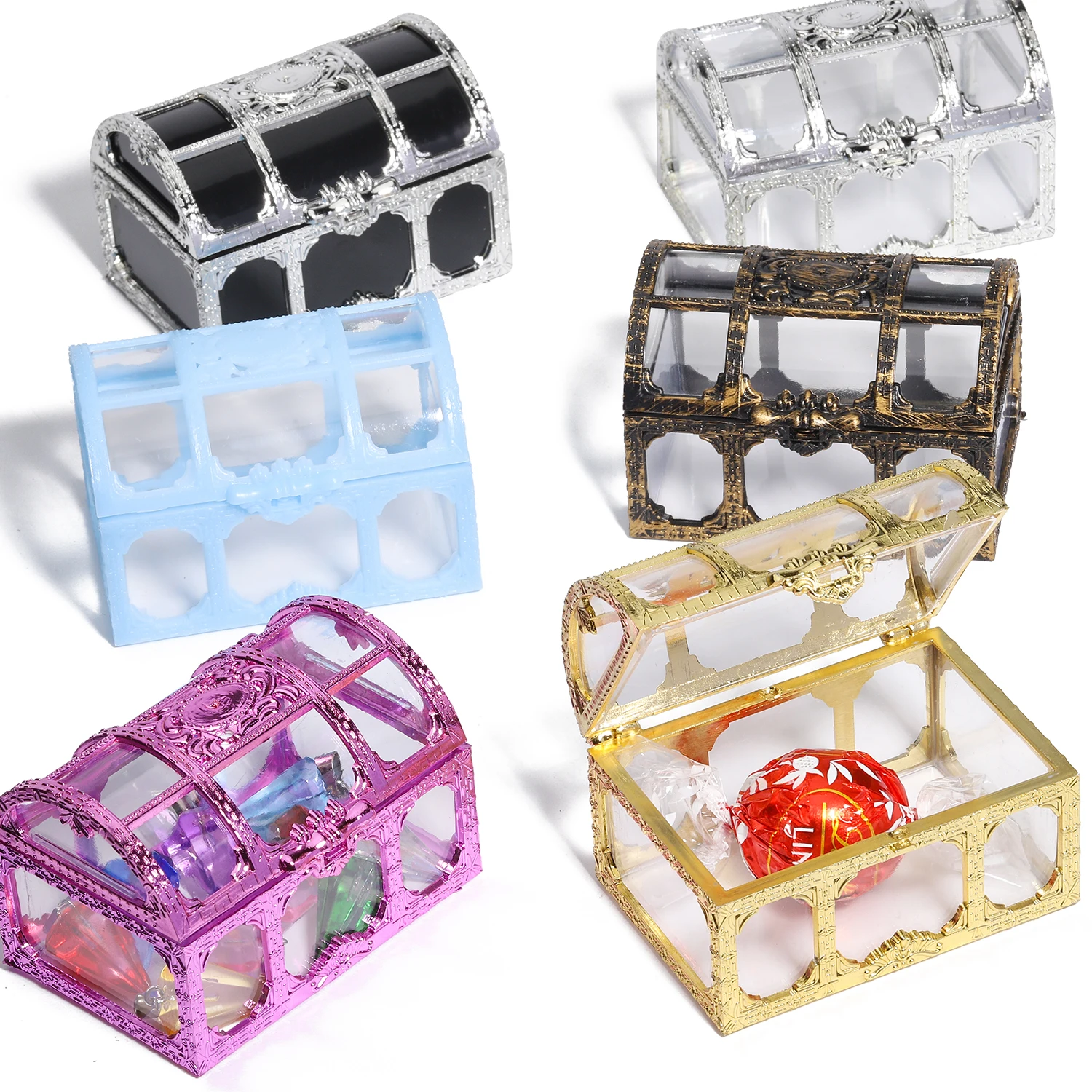 1pc Transparent Pirate Treasure Fashion Storage Box Organizer Earrings Crystal Jewelry Trinket Necklace Bracelet Jewelry Storage